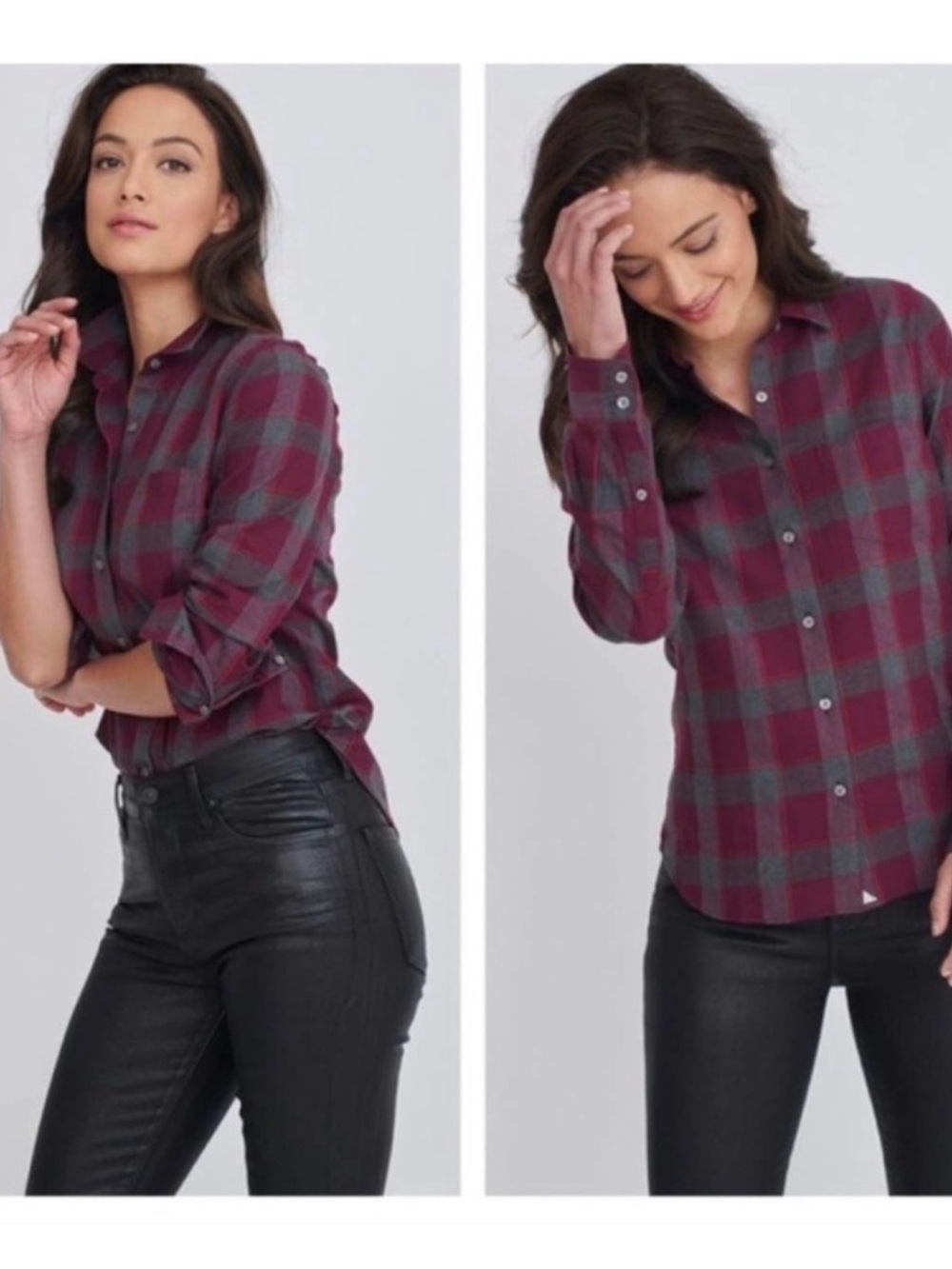 Untuckit | Averna Plaid Button Down Long Sleeve Top Shirt Blouse Sz 10